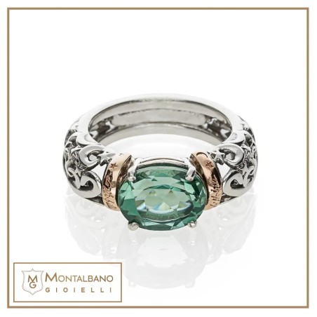 Anello Polvere di Stelle cerchietto pietra ovale